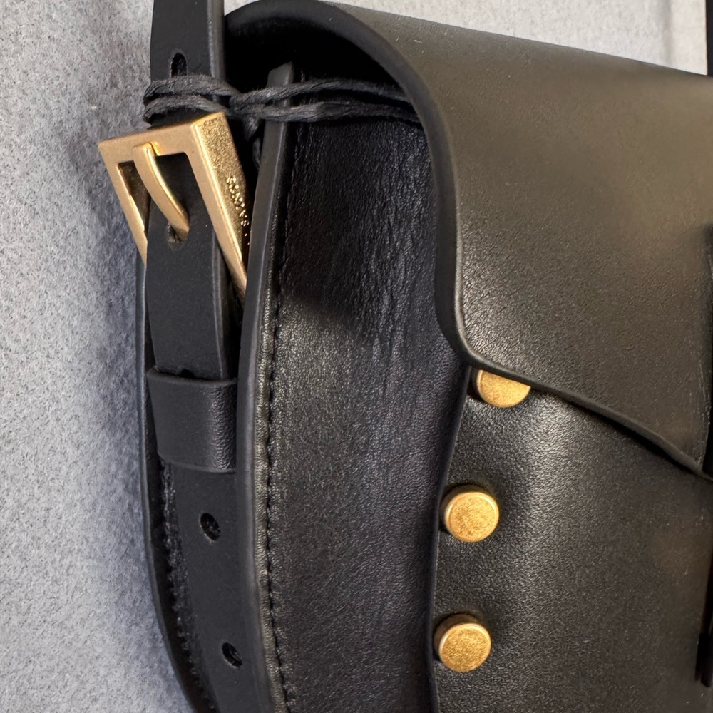 AllSaints Miro Mini Saddle Bag Black Studded Leather NWT + Dust Bag - Picture 12 of 15